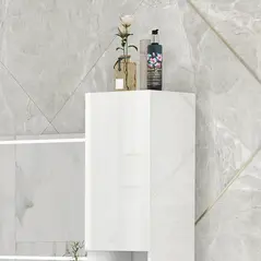 kleankin Freestanding Bathroom Cabinet, High Gloss Storage Cabinet with Doors and Adjustable Shelves, 30 x 30 x 181.5 cm, White - 8