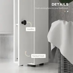 kleankin 180cm Slim Bathroom Cabinet with 9-layered Independent Storage for Family-friendly Storage  - White - 6