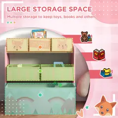 ZONEKIZ Kids Storage Unit, Toy Storage Organiser, with Six Fabric Bins, for Bedrooms, Playrooms, Nurseries - Pink - 4