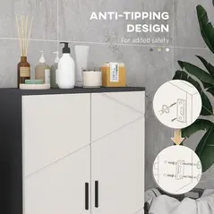 kleankin Small Bathroom Cabinet, Bathroom Storage Cabinet with 2-Doors Cupboard, 2 Adjustable Shelves and Soft Close Mechanism, Grey - 6
