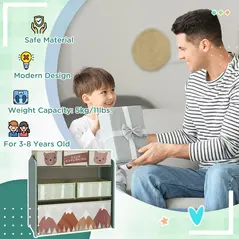 ZONEKIZ Kids Storage Unit, Toy Storage Organiser, with Six Fabric Bins, for Bedrooms, Playrooms, Nurseries - Green - 7