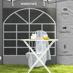 Outsunny Gazebo Side Panels, 2 Pack Sides Replacement, for 3x3(m) or 3x6m Pop Up Gazebo, with Windows and Doors, Light Grey - 6