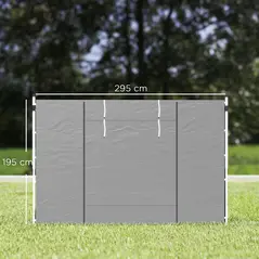 Outsunny Gazebo Side Panels, 2 Pack Sides Replacement, for 3x3(m) or 3x6m Pop Up Gazebo, with Windows and Doors, Light Grey - 3