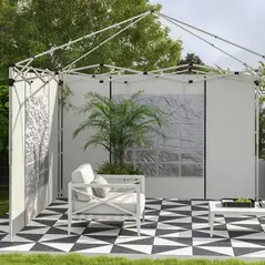 Outsunny Gazebo Side Panels, 2 Pack Sides Replacement, for 3x3(m) or 3x6m Pop Up Gazebo, with Windows and Doors, White - 8