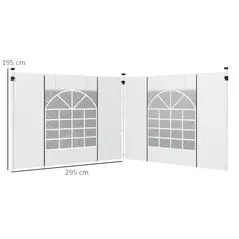 Outsunny Gazebo Side Panels, 2 Pack Sides Replacement, for 3x3(m) or 3x6m Pop Up Gazebo, with Windows and Doors, White - 3