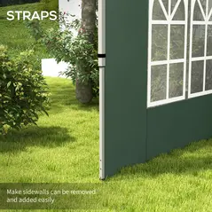 Outsunny Gazebo Side Panels, Sides Replacement with Window for 3x3(m) or 3x4m Pop Up Gazebo, 2 Pack, Green - 5