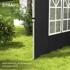 Outsunny Gazebo Side Panels, Sides Replacement with Window for 3x3(m) or 3x4m Pop Up Gazebo, 2 Pack, Black - 5