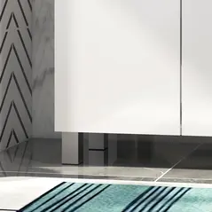 kleankin Freestanding Bathroom Cabinet, High Gloss Storage Cabinet with Doors and Adjustable Shelf, 60 x 30 x 80 cm, White - 8