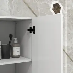 kleankin Multi-Storage Slim Bathroom Cabinet - High Gloss White - 8