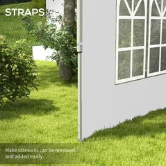 Outsunny Gazebo Side Panels, Sides Replacement with Window for 3x3(m) or 3x4m Pop Up Gazebo, 2 Pack, White - 5