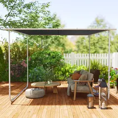 Outsunny 3 x 3(m) Mobile Pergola Kit, Portable Garden Gazebo with Wheels, Sandbags, Steel Frame, UV-Resistant - 9