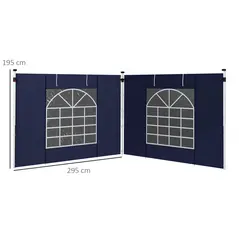 Outsunny Set of Two 195 x 295cm Replacement Gazebo Side Walls - Blue - 3