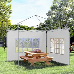 Outsunny Gazebo Side Panels, Sides Replacement with Window for 3x3(m) or 3x4m Pop Up Gazebo, 2 Pack, White - 9