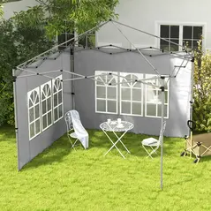 Outsunny Gazebo Side Panels, Sides Replacement with Window for 3x3(m) or 3x4m Pop Up Gazebo, 2 Pack, Grey - 2