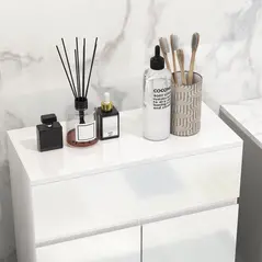 kleankin Freestanding Bathroom Cabinet, High Gloss Storage Cabinet with Doors and Adjustable Shelf, 60 x 30 x 80 cm, White - 7