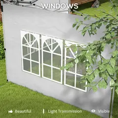 Outsunny Gazebo Side Panels, Sides Replacement with Window for 3x3(m) or 3x4m Pop Up Gazebo, 2 Pack, Grey - 6