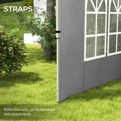 Outsunny Gazebo Side Panels, Sides Replacement with Window for 3x3(m) or 3x4m Pop Up Gazebo, 2 Pack, Grey - 5
