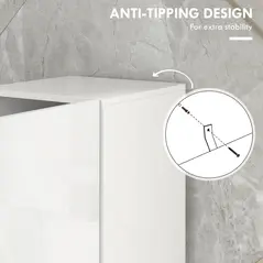 kleankin Multi-Storage Slim Bathroom Cabinet - High Gloss White - 6