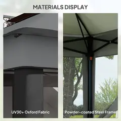 Outsunny 3 x 3(m) Pop Up Gazebo, Height Adjustable Instant Event Shelter with Netting and Carrying Bag, Grey - 7