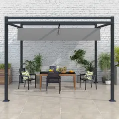 Outsunny 3 x 4m Retractable Pergola, Garden Gazebo Shelter with Aluminium Frame, for Grill, Patio, Deck, Dark Grey - 8