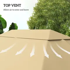 Outsunny 3 x 4m Gazebo Canopy Replacement Cover, Gazebo Roof Replacement (TOP COVER ONLY), Khaki - 5