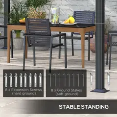 Outsunny 3 x 3(m) Retractable Pergola, Garden Gazebo Shelter with Aluminium Frame, for Grill, Patio, Deck, Dark Grey - 7