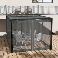 Outsunny 3 x 4m Aluminium Frame Pergola, with Retractable Roof - Dark Grey - 7