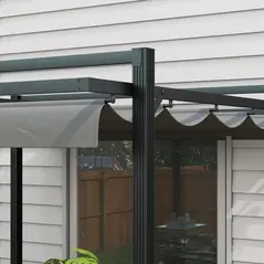 Outsunny 3 x 3(m) Retractable Pergola, Garden Gazebo Shelter with Aluminium Frame, for Grill, Patio, Deck, Dark Grey - 9