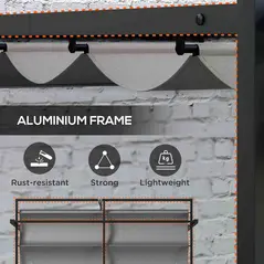 Outsunny 3 x 3(m) Retractable Pergola, Garden Gazebo Shelter with Aluminium Frame, for Grill, Patio, Deck, Dark Grey - 6