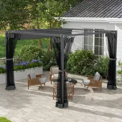 Outsunny 3 x 3m Aluminium Frame Pergola, with Retractable Roof - Dark Grey - 2