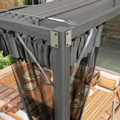 Outsunny 3 x 3m Aluminium Frame Pergola, with Retractable Roof - Dark Grey - 7