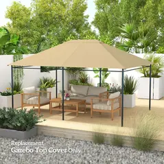 Outsunny 3 x 4m Gazebo Canopy Replacement Cover, Gazebo Roof Replacement (TOP COVER ONLY), Khaki - 9