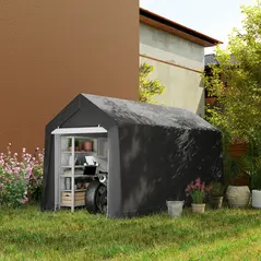 Outsunny 3.6 x 2.1m Portable Outdoor Shed, with Window - Dark Grey - 2