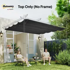 Outsunny Pergola Cover Roof, 2.86 x 2.45 m Retractable Sun Shade Top for 3 x 2m Pergola Frame, UV30+ Protected, Dark Grey - 7