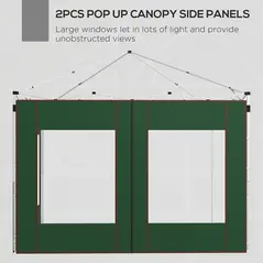 Outsunny Set of Two 295cm Replacement Canopy Walls - Green - 4