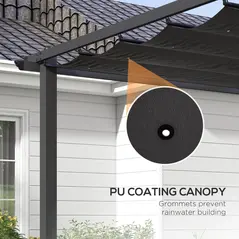 Outsunny 3 x 4m Aluminium Pergola, with Retractable Roof - Dark Grey - 5