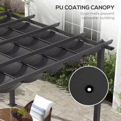 Outsunny 3 x 3m Aluminium Pergola, with Retractable Roof - Dark Grey - 5