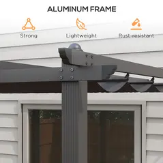 Outsunny 3 x 4m Aluminium Pergola, with Retractable Roof - Dark Grey - 7
