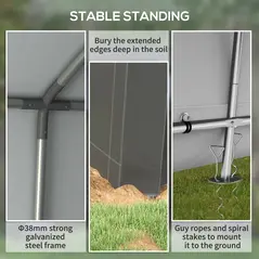 Outsunny 3.6 x 2.1m Portable Outdoor Shed, with Window - Dark Grey - 5
