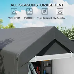 Outsunny 3.6 x 2.1m Portable Outdoor Shed, with Window - Dark Grey - 4