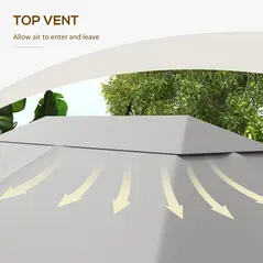 Outsunny 3 x 4m Gazebo Canopy Replacement Cover, Gazebo Roof Replacement (TOP COVER ONLY), Light Grey - 5
