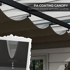 Outsunny 3 x 4m Retractable Pergola, Garden Gazebo Shelter with Aluminium Frame, for Grill, Patio, Deck, Dark Grey - 5