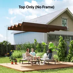 Outsunny Pergola Cover Roof, 2.86 x 2.45 m Retractable Sun Shade Top for 3 x 2m Pergola Frame, UV30+ Protected, Coffee - 2