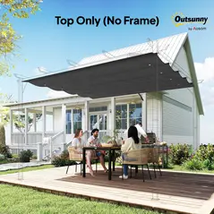 Outsunny Pergola Cover Roof, 2.86 x 2.45 m Retractable Sun Shade Top for 3 x 2m Pergola Frame, UV30+ Protected, Dark Grey - 8