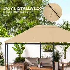 Outsunny 3 x 4m Gazebo Canopy Replacement Cover, Gazebo Roof Replacement (TOP COVER ONLY), Khaki - 6