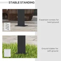 Outsunny 3 x 3m Aluminium Pergola, with Retractable Roof - Dark Grey - 6