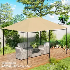 Outsunny 3 x 4m Gazebo Canopy Replacement Cover, Gazebo Roof Replacement (TOP COVER ONLY), Khaki - 2