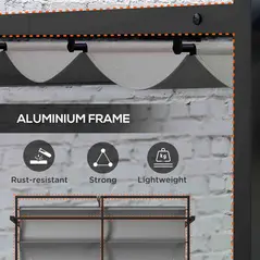 Outsunny 3 x 4m Retractable Pergola, Garden Gazebo Shelter with Aluminium Frame, for Grill, Patio, Deck, Dark Grey - 6