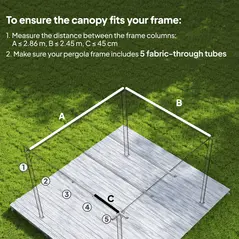 Outsunny Pergola Cover Roof, 2.86 x 2.45 m Retractable Sun Shade Top for 3 x 2m Pergola Frame, UV30+ Protected, Coffee - 4