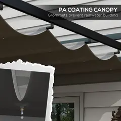 Outsunny 3 x 3(m) Retractable Pergola, Garden Gazebo Shelter with Aluminium Frame, for Grill, Patio, Deck, Dark Grey - 5